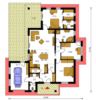 Floor plan of ground floor - BUNGALOW 125